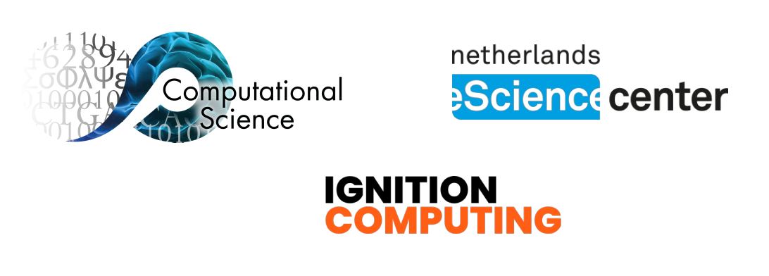 Logos of the University of Amsterdam Computational Science Lab, Netherlands eScience Center, and Ignition Computing